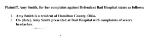 How to sue Hospital - First Paragraph