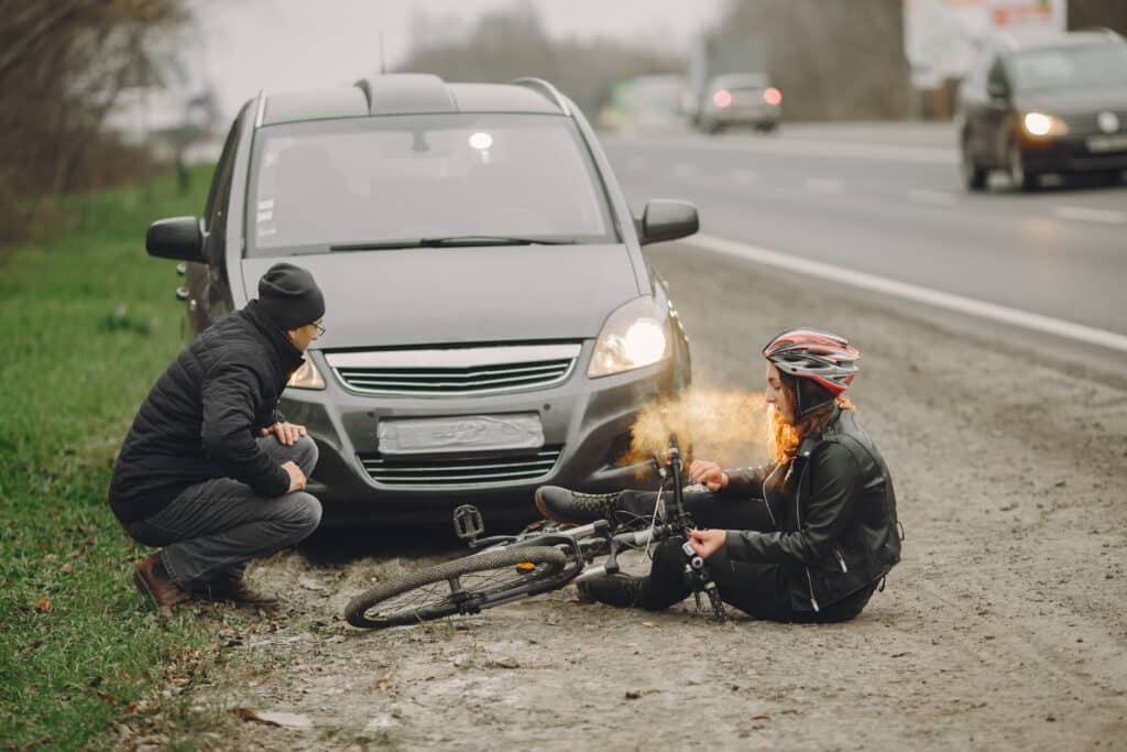 Picture of person hit by a car who may have pain and suffering