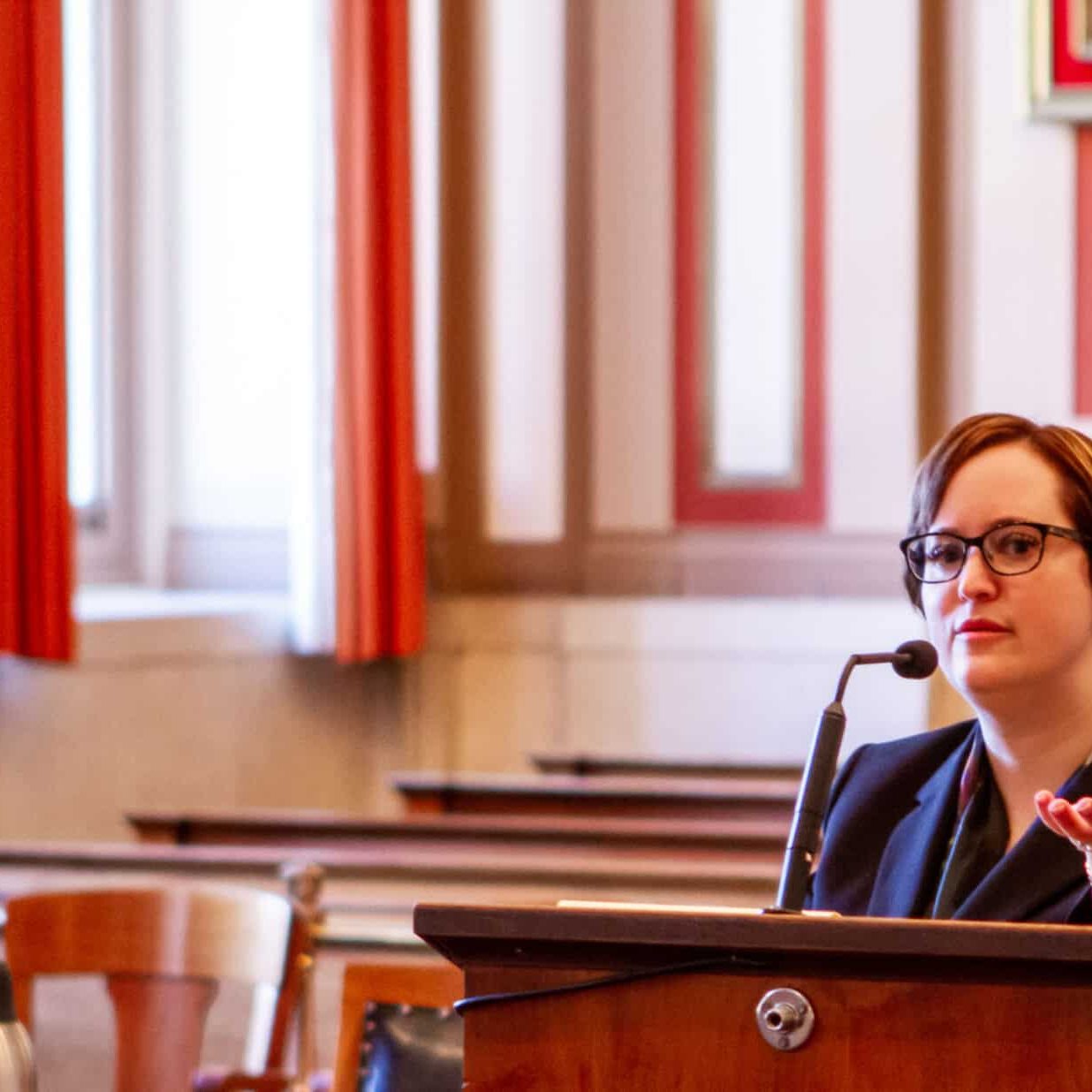 Cincinnati Lawyer at podium